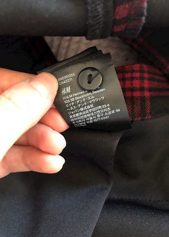 H&M Bordo Ekoseli Pileli Midi Etek - Görsel 6