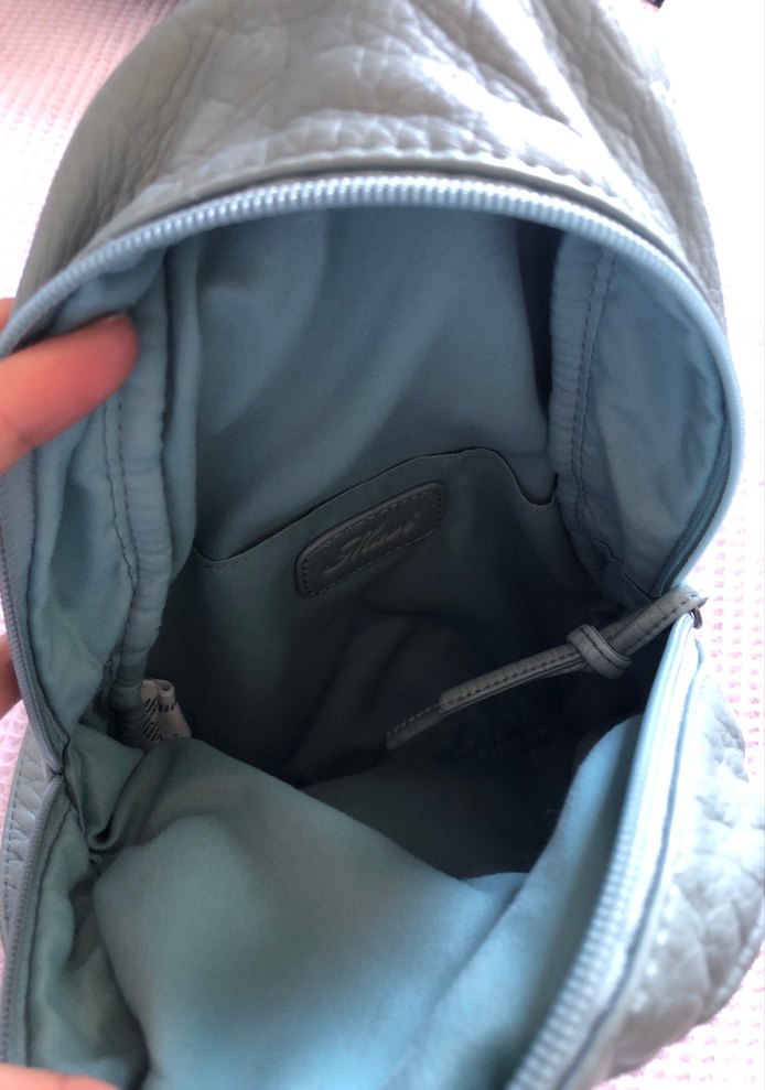 Mavi Deri Kadın Sırt Çantası - Görsel 3