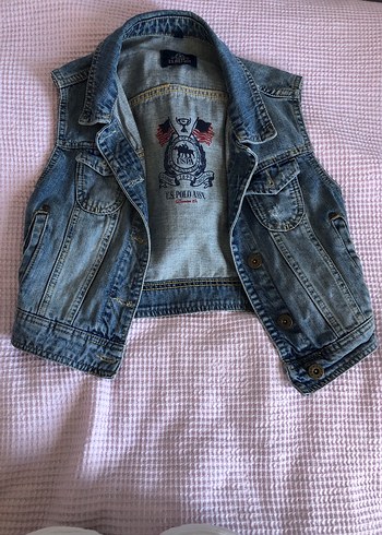 Polo Düğmeli Mavi Denim Kolsuz Ceket