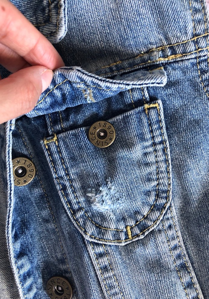 Polo Düğmeli Mavi Denim Kolsuz Ceket - Görsel 3