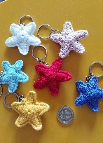 10 adet Amigurumi yıldız anahtarlıklar