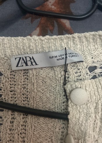 Bej Bohem V Yaka Örgü Kadın Hırka - Görsel 4