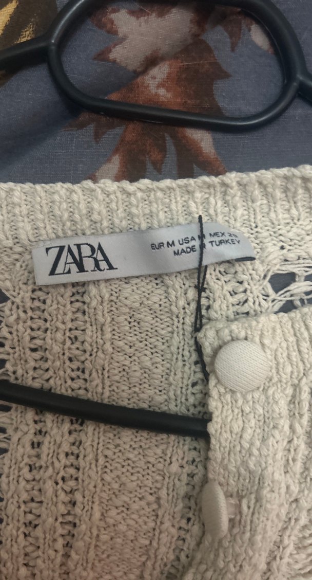 Bej Bohem V Yaka Örgü Kadın Hırka - Görsel 4