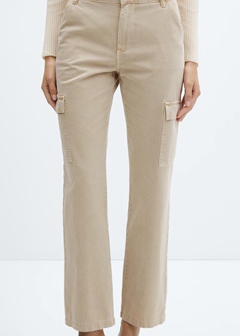 MANGO Kadın Kum Beji Regular Fit Midi Jean - Görsel 2