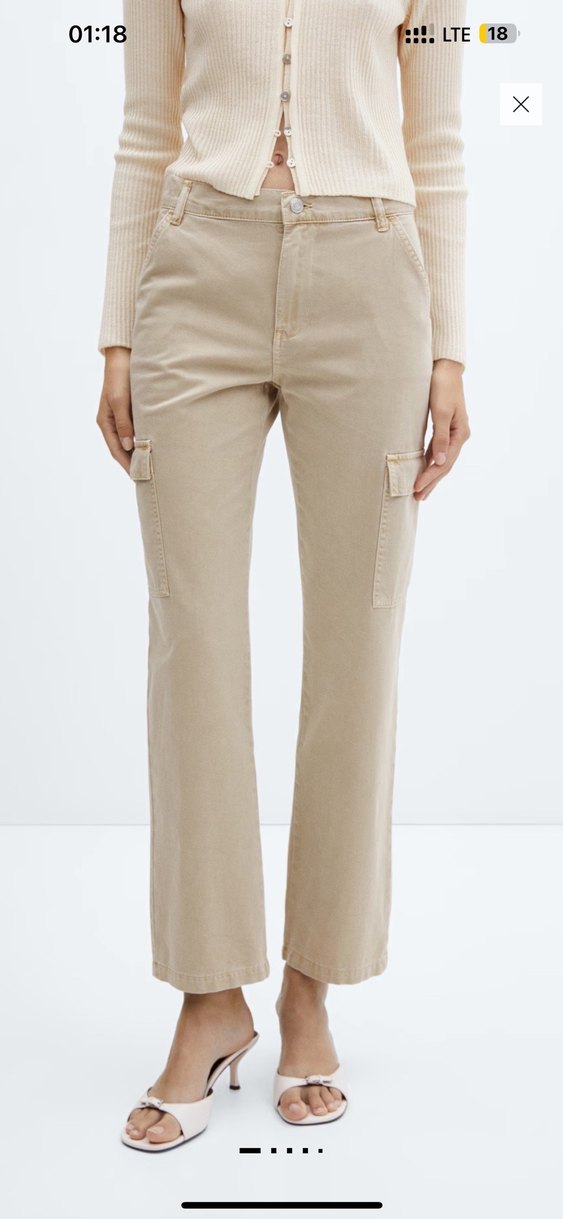 MANGO Kadın Kum Beji Regular Fit Midi Jean - Görsel 2