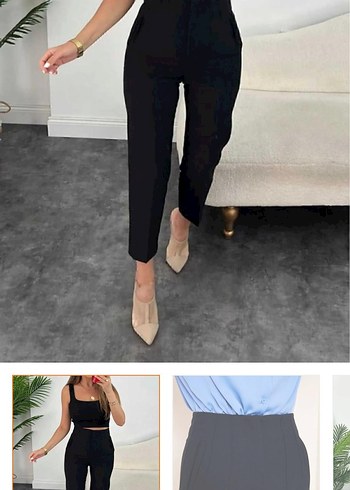 siyah Yüksel bel Pantolon - Görsel 2