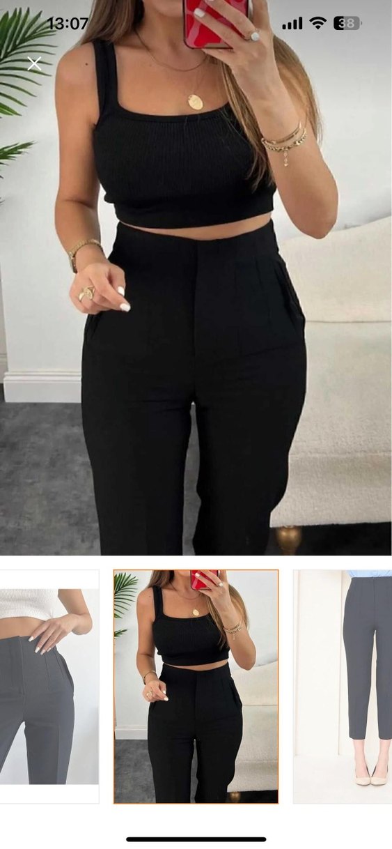 siyah Yüksel bel Pantolon - Görsel 3