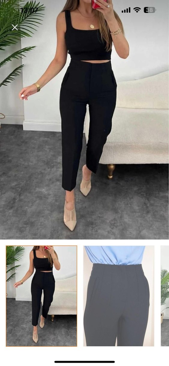 siyah Yüksel bel Pantolon - Görsel 2