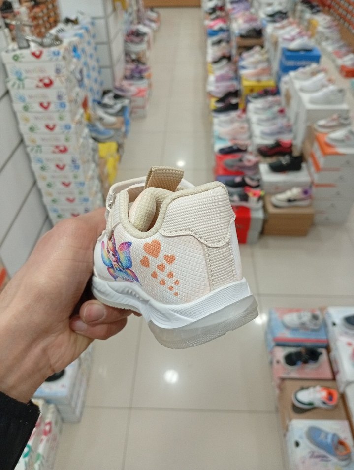 ışıklı Kız Çocuk Beyaz Bağcıksız Sneakers - Görsel 3