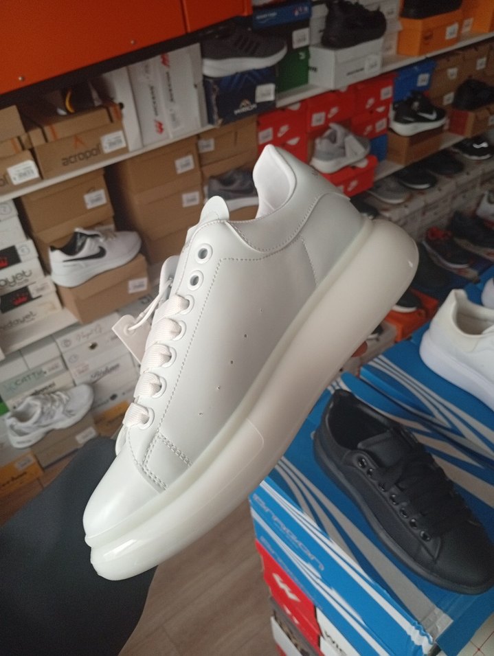 Beyaz Erkek Spor Ayakkabı Bağcıklı - Görsel 5