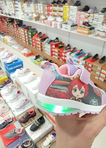 ışıklı Kız Çocuk Renkli Baskılı Spor Ayakkabı - Görsel 3