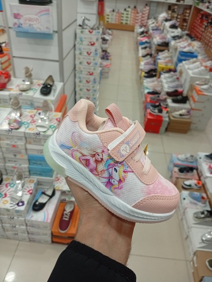 ışıklı Kız Çocuk Pembe Baskılı Cırt Cırtlı Spor Ayakkabı - Görsel 3