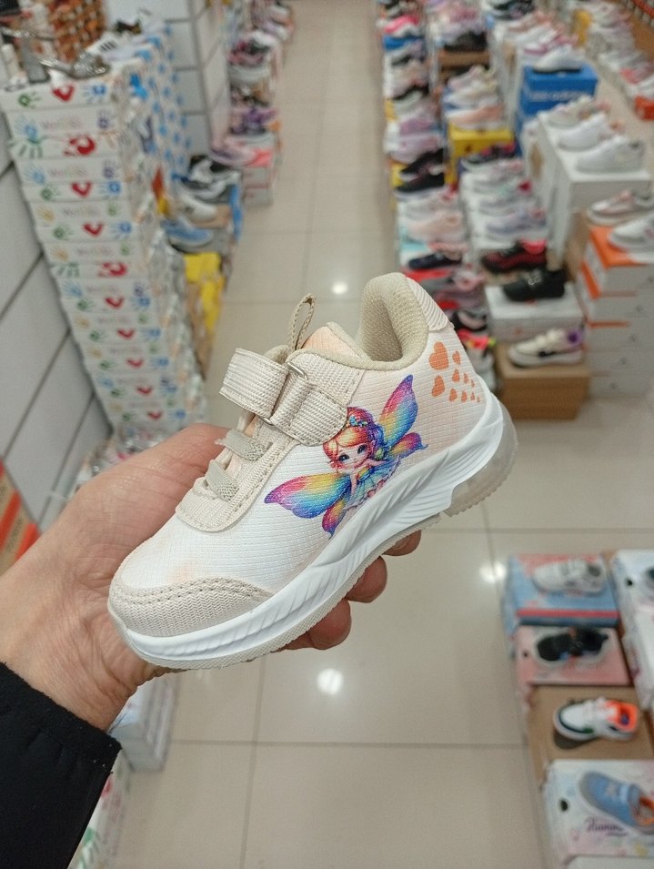 ışıklı Kız Çocuk Beyaz Bağcıksız Spor Ayakkabı - Görsel 4