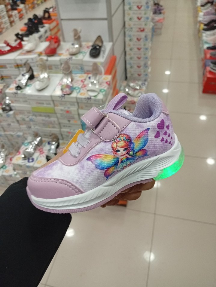 ışıklı Mor Bağcıksız Kız Çocuk Spor Ayakkabı - Görsel 4