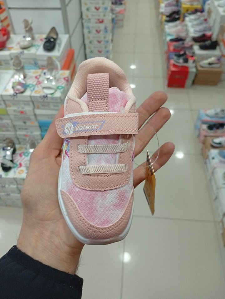 ışıklı Kız Çocuk Pembe Desenli Cırtlı Spor Ayakkabı - Görsel 2