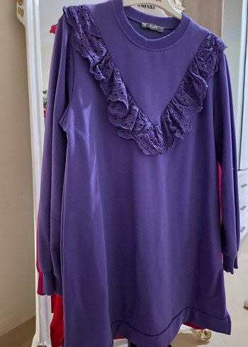 Mor Fırfırlı Nakışlı Kadın Bluz - Görsel 2