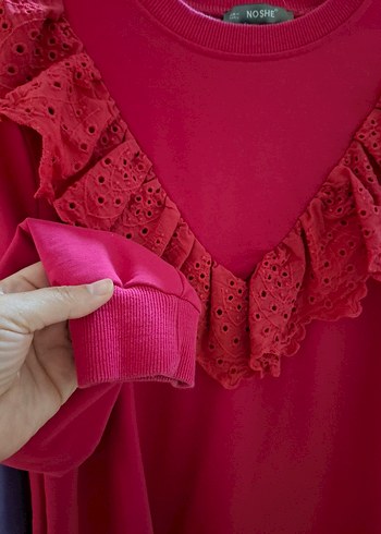 Mor Fırfırlı Nakışlı Kadın Bluz - Görsel 5