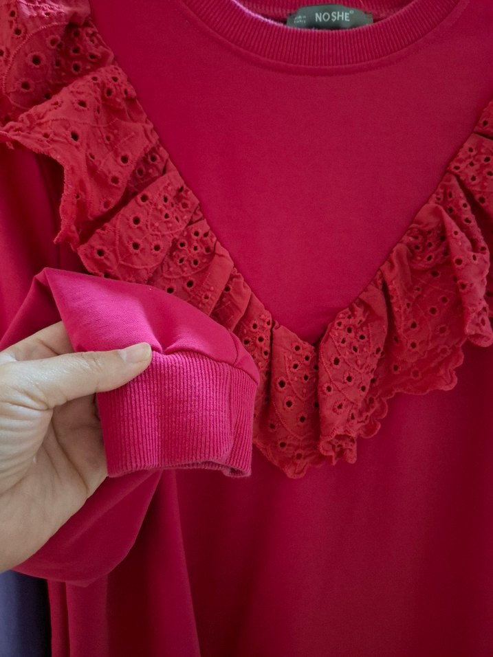 Mor Fırfırlı Nakışlı Kadın Bluz - Görsel 5