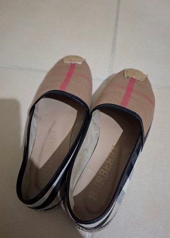 Kahverengi Kadın Dolgu Topuklu Espadril burbery hasır detaylı - Görsel 2