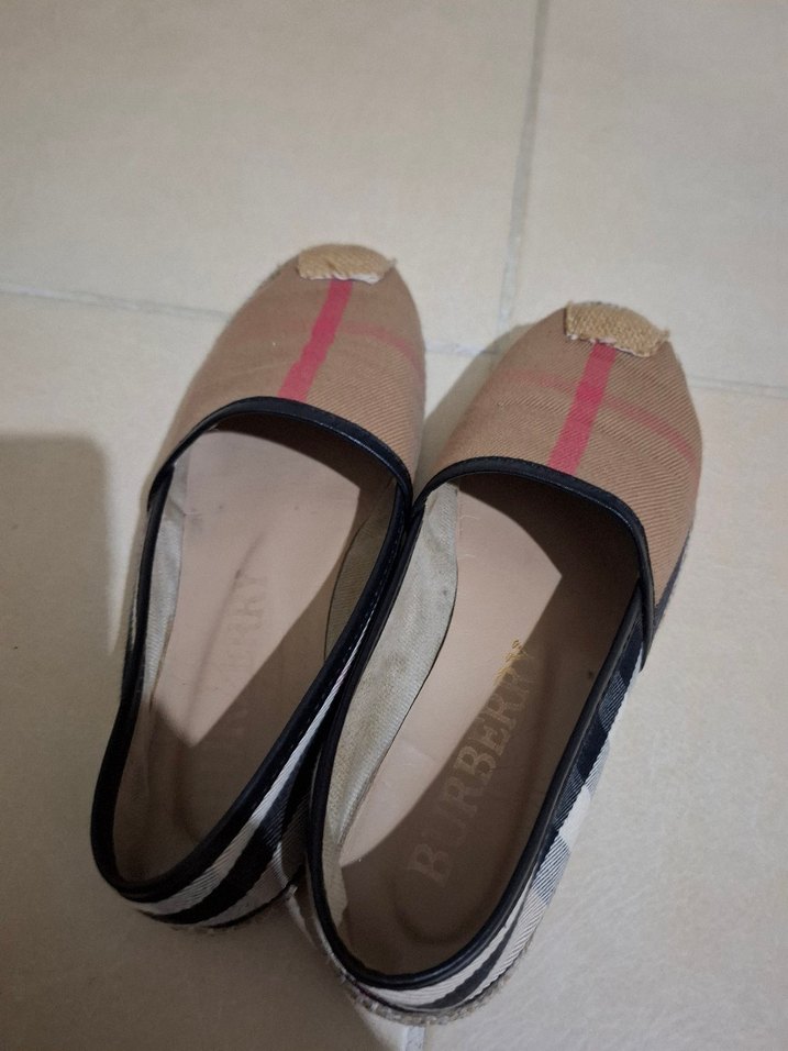 Kahverengi Kadın Dolgu Topuklu Espadril burbery hasır detaylı - Görsel 2