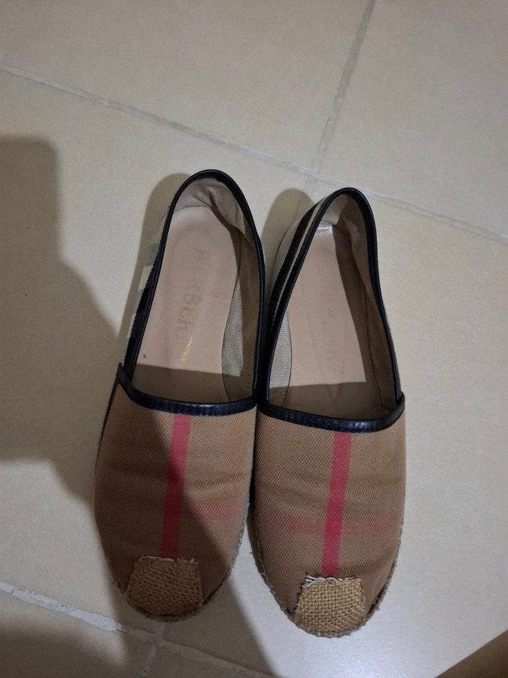 Kahverengi Kadın Dolgu Topuklu Espadril burbery hasır detaylı - Görsel 3