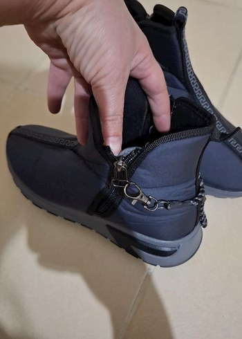 Fermuarlı kadin  Sokak Stili Gri Bot - Görsel 6