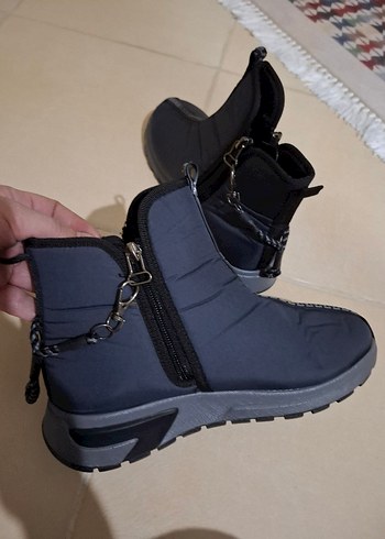 Fermuarlı kadin  Sokak Stili Gri Bot - Görsel 4