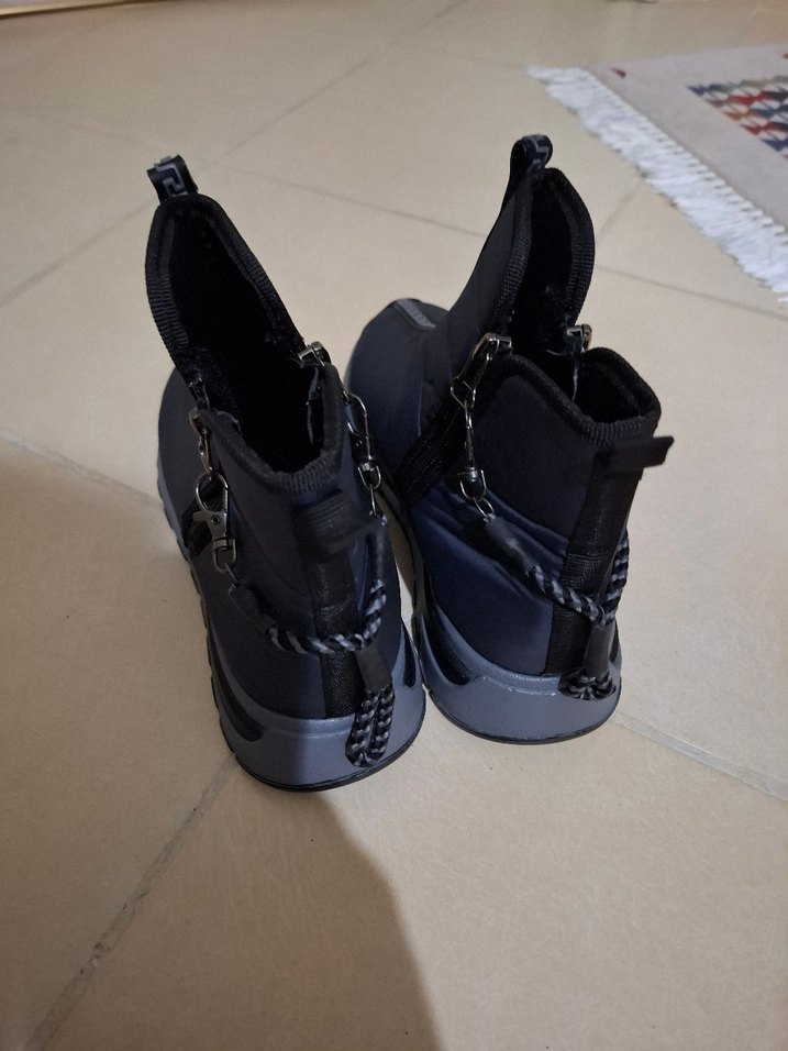 Fermuarlı kadin  Sokak Stili Gri Bot - Görsel 3