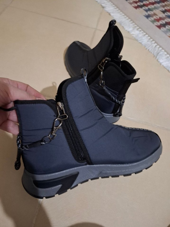 Fermuarlı kadin  Sokak Stili Gri Bot - Görsel 4