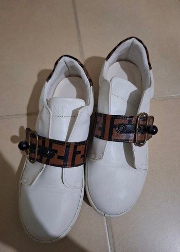 Beyaz Deri Kemerli Sneaker - Görsel 5