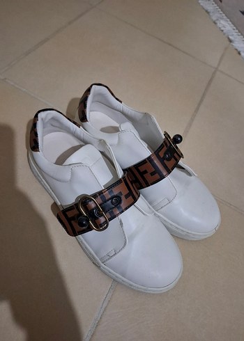 Beyaz Deri Kemerli Sneaker - Görsel 2