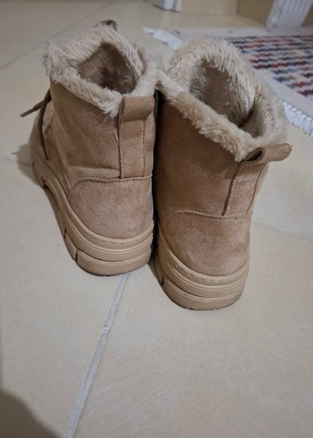 Bej Süet Tüylü Kadın Dolgu Topuk Bot - Görsel 6