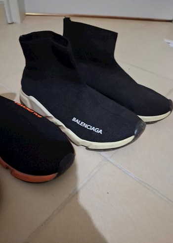 Balenciaga Siyah Turuncu Elastik Sokak Stili Spor Ayakkabı - Görsel 3