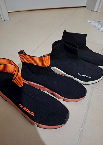 Balenciaga Siyah Turuncu Elastik Sokak Stili Spor Ayakkabı - Görsel 2