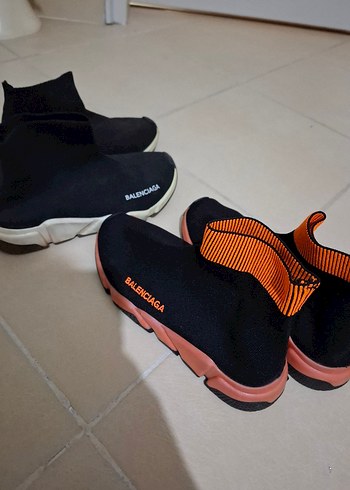 Balenciaga Siyah Turuncu Elastik Sokak Stili Spor Ayakkabı - Görsel 4