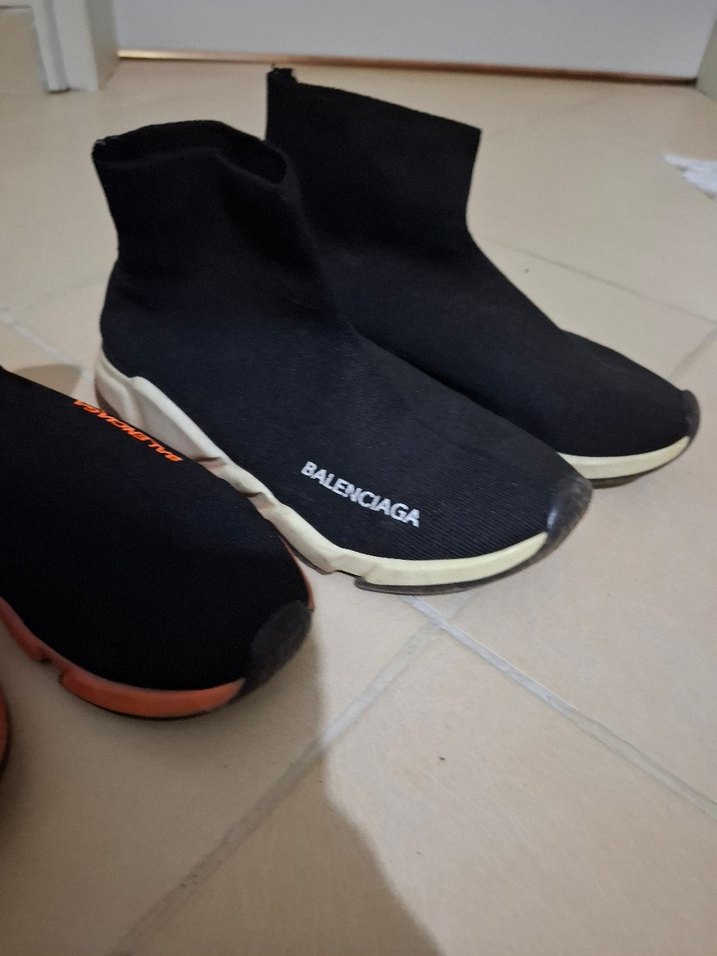 Balenciaga Siyah Turuncu Elastik Sokak Stili Spor Ayakkabı - Görsel 3