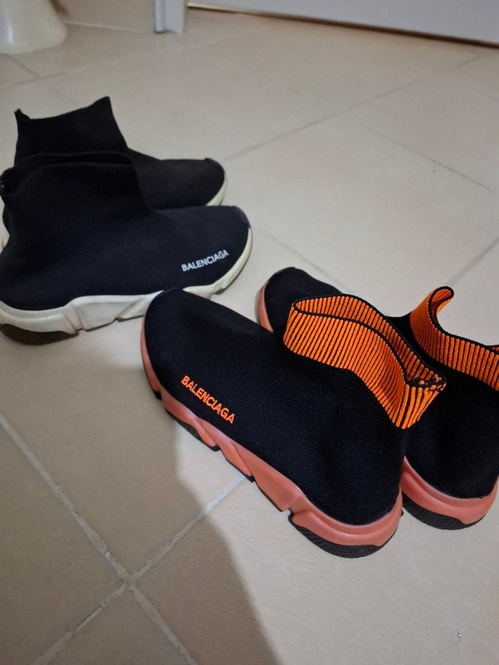 Balenciaga Siyah Turuncu Elastik Sokak Stili Spor Ayakkabı - Görsel 4