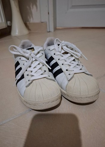 Beyaz Siyah Adidas Superstar Sneakers - Görsel 5