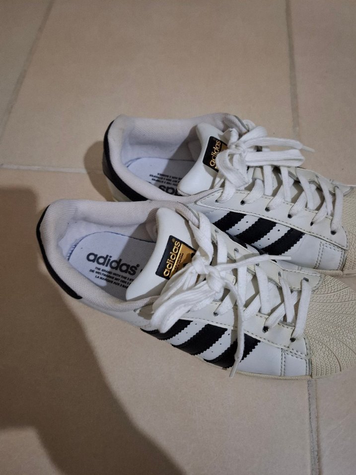 Beyaz Siyah Adidas Superstar Sneakers - Görsel 4