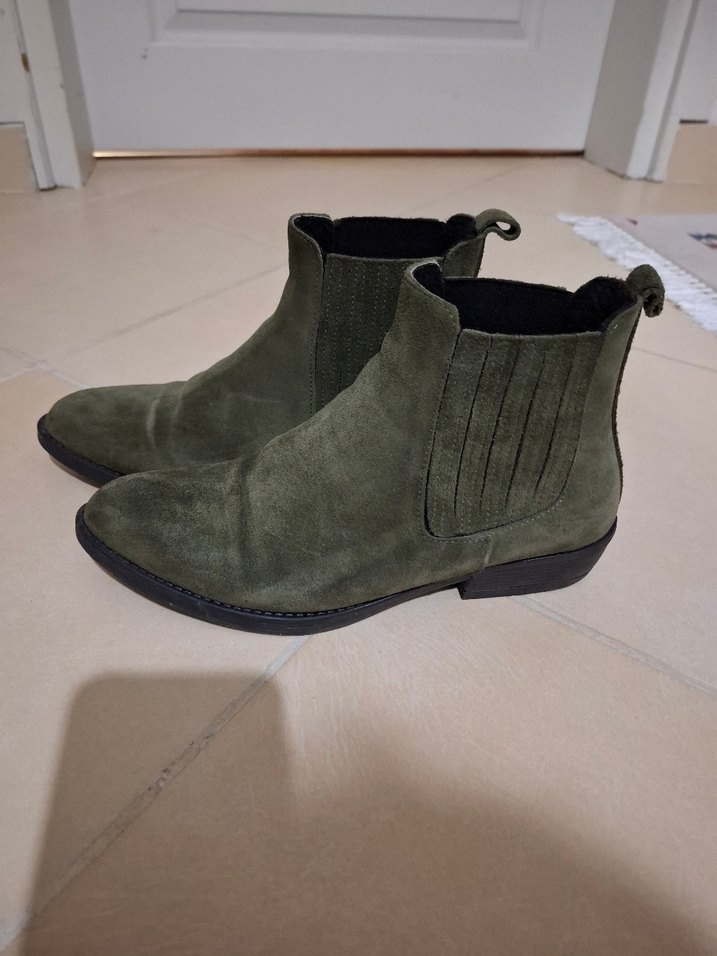 Yeşil Süet Kadın Dolgu Topuk Bot - Görsel 2