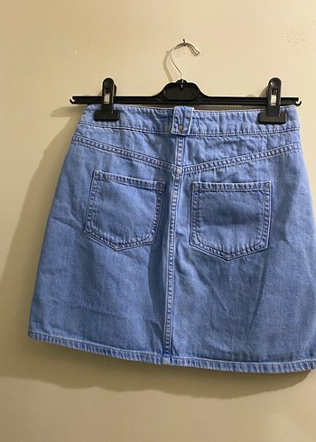 36 Beden mavi Renk Düğmeli Mavi Denim Mini Etek