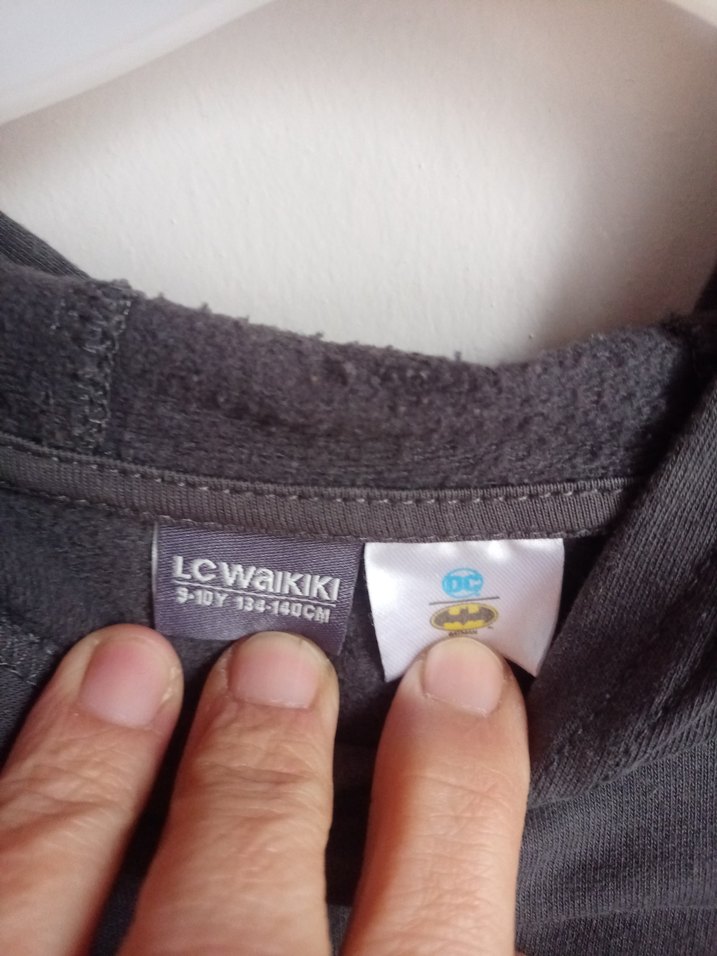 Batman Baskılı Kapüşonlu Gri Sweatshirt - Görsel 3