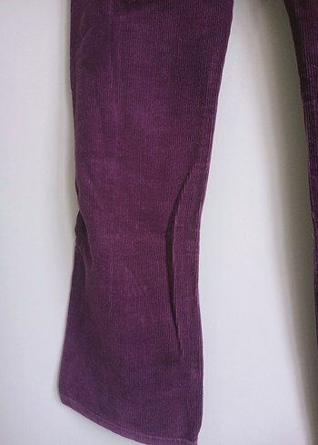 Mor Kadife Düğmeli Kız Pantolon - Görsel 4