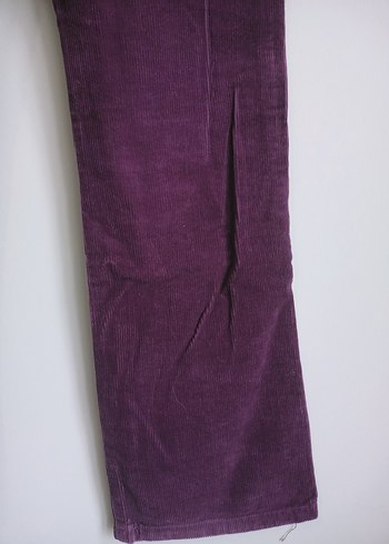 Mor Kadife Düğmeli Kız Pantolon - Görsel 5