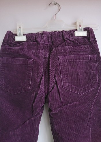 Mor Kadife Düğmeli Kız Pantolon - Görsel 2