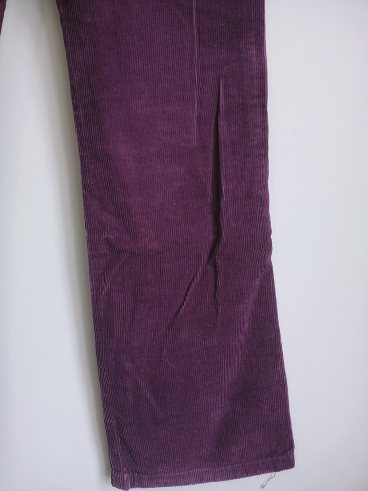Mor Kadife Düğmeli Kız Pantolon - Görsel 5