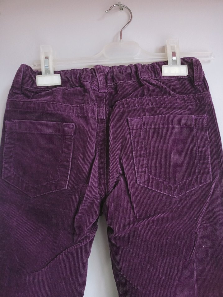 Mor Kadife Düğmeli Kız Pantolon - Görsel 2