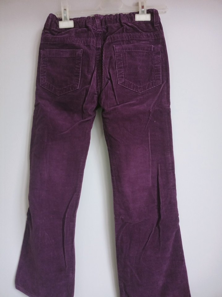 Mor Kadife Düğmeli Kız Pantolon - Görsel 3