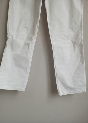 Çocuk Beyaz Pamuklu Kumaş Pantolon - Görsel 3