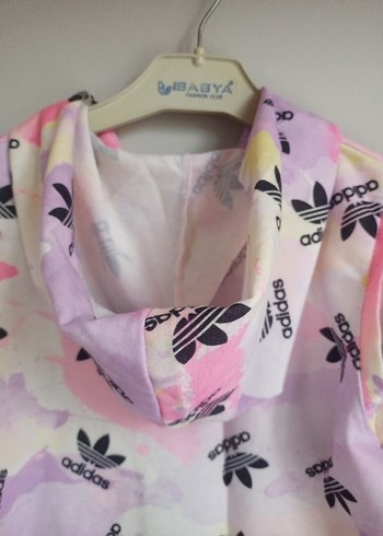 Kız Çocuk Pembe Adidas Desenli Fermuarlı Yelek - Görsel 5